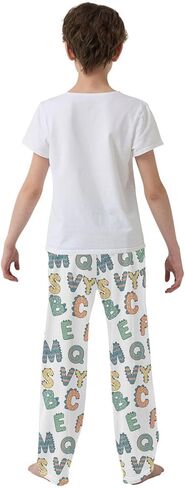 Abc Pattern Cartoon Boys' Pajama pants Jogger Pants Elastic Waist pj Bottoms Sleepwear with Pockets for 6-14 Years in Saudi Arabia