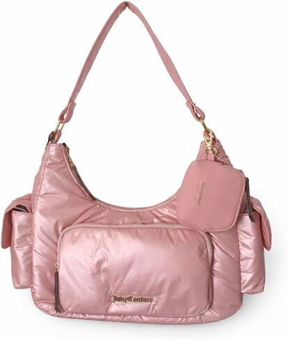 حقيبة كتف Juicy Couture Timeless Hobo مع جيوب بسحاب وأجزاء صلبة ذهبية اللون (الماس الوردي) in Kuwait