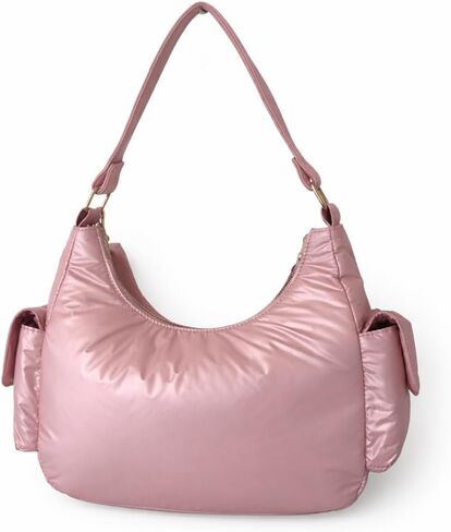 حقيبة كتف Juicy Couture Timeless Hobo مع جيوب بسحاب وأجزاء صلبة ذهبية اللون (الماس الوردي) in Kuwait