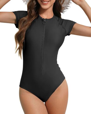 Century Star Rash Guard Swimsuit Women Short Sleeve High Neck One Piece 2026 Teen Girls Surfing Modest Swimwear Bathing Suit in Saudi Arabia