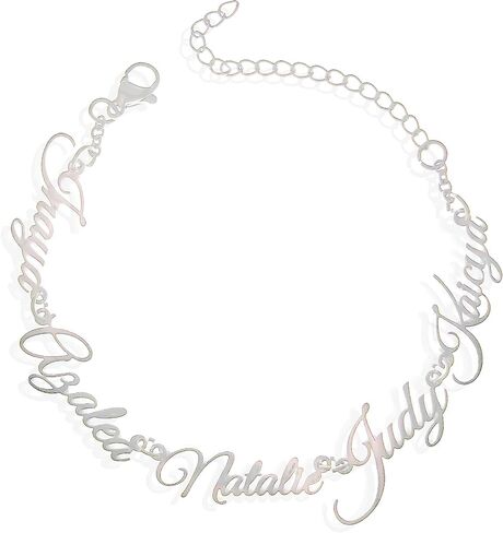 JINMA Custom Name Bracelet for Women – Personalized 1-5 Names Adjustable Nameplate Bracelet – Sterling Silver/Gold – Gift for Mom, Wife, Friends in Saudi Arabia