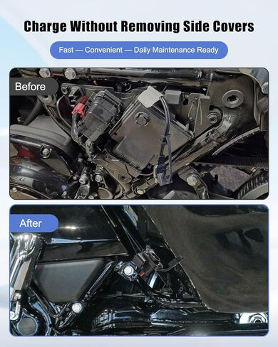 دعامة شاحن بطارية الدراجة النارية تناسب Harley Road Glide FLTRX & Street Glide FLHX 2024-2025، 304 من الفولاذ المقاوم للصدأ Stealth SAE مع حامل كابل، موصل شاحن خارجي in Kuwait
