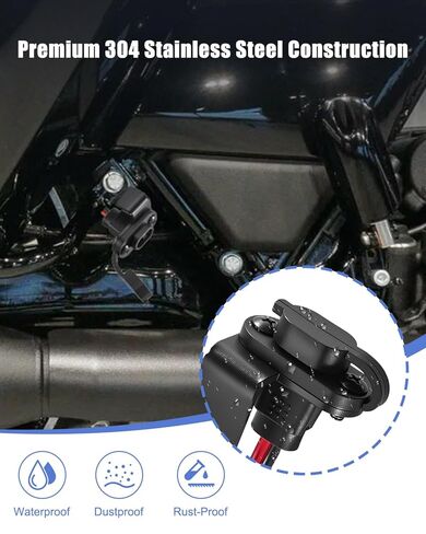 دعامة شاحن بطارية الدراجة النارية تناسب Harley Road Glide FLTRX & Street Glide FLHX 2024-2025، 304 من الفولاذ المقاوم للصدأ Stealth SAE مع حامل كابل، موصل شاحن خارجي in Kuwait