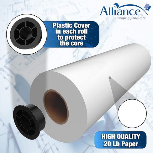 ورق Alliance واسع التنسيق مقاس 30 بوصة × 500 بوصة، بوند إنجينيرنج 92 برايت 20 رطل - 45 لفة لكل منصة نقالة مع 3 بوصات أساسية in Kuwait