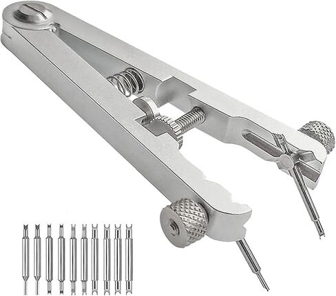 Watch Spring Bar Tweezer，Spring Bar Plier Tool with Hardened Steel 10 Tips Pins for Watch Band Replacement (Silver) in Kuwait