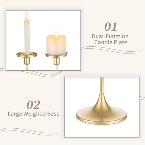 Sziqiqi Candelabra for Wedding Table Centerpieces: Gold 5-Arms Candlestick Holders for Taper Pillars - 27 inch Metal Candle Holder for Christmas Party Event Decor in Saudi Arabia