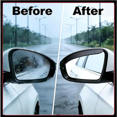 2PCS Rearview Mirror Rain Visor Guard, Carbon Fiber Mirror Rain-Proof Sun Visor Side,Rainproof Waterproof Auto Rearview Cover Accessories, Universal for SUV, Truck, RV in Saudi Arabia