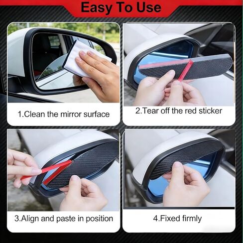2PCS Rearview Mirror Rain Visor Guard, Carbon Fiber Mirror Rain-Proof Sun Visor Side,Rainproof Waterproof Auto Rearview Cover Accessories, Universal for SUV, Truck, RV in Saudi Arabia