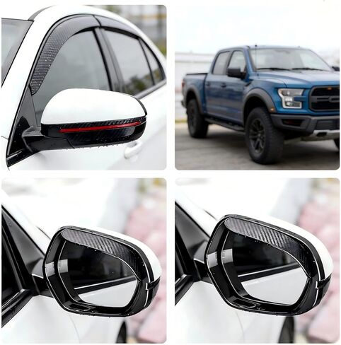 2PCS Rearview Mirror Rain Visor Guard, Carbon Fiber Mirror Rain-Proof Sun Visor Side,Rainproof Waterproof Auto Rearview Cover Accessories, Universal for SUV, Truck, RV in Saudi Arabia