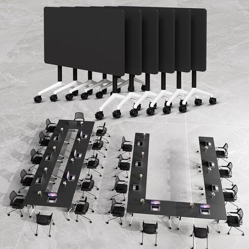 4Pack Conference Room Tables, Modern Folding Conference Table with Wheels, Mobile Office Conference Room Training Table flip top Nesting Tables for Meeting Room, Office, Classroom (4,47.2in) in Kuwait