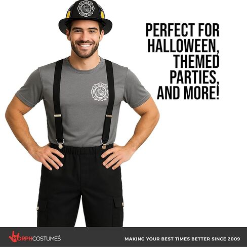 Morph Fireman Costume For Men With Firefighter Hat, Firefighter Costume Mens, Halloween Costumes For Men in Saudi Arabia