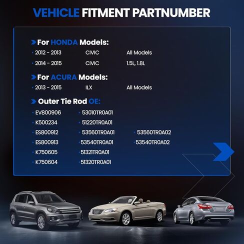 10 قطعة ES80091 ES80091 EV80090 طقم نهاية قضيب الربط الداخلي والخارجي متوافق مع Honda Civic 2012-2015، أحذية in Kuwait