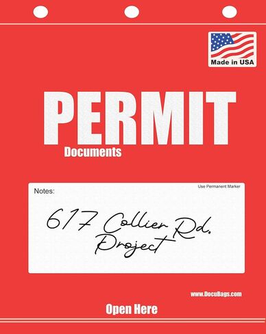 Permit Bags - 10 Pack - Original Patent Pending Outdoor Permit Bags - Construction Job SITE Permit Box Replacement - Waterproof, WRITEABLE Area, Highly Visible, Easily Mounted, Made in USA in Saudi Arabia