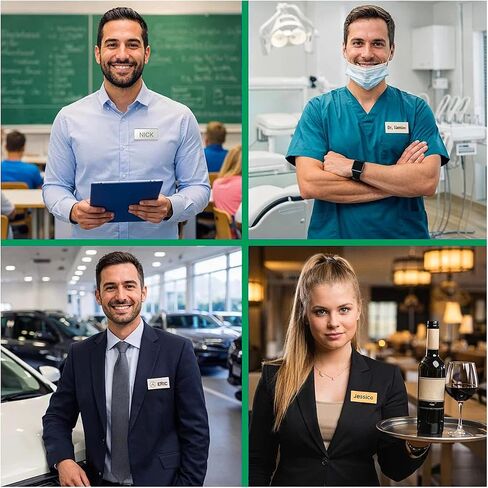 CiLoN 10 Pack Magnetic Name Badge Holder + Clear Acrylic Cover. DIY Customizable Engravable Round Corners. Reusable Magnetic Name Tags for Hotels, Restaurants, Schools, Stores & Teams. Silver, 1" x 3" in Saudi Arabia