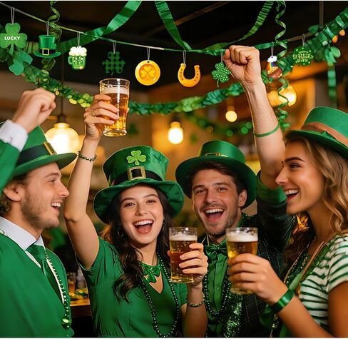 St Patricks Day Decorations 24 PCS Wooden Shamrock Hanging Ornaments Irish Decor for Tree Saint Patricks Day Decorations Office Party Home Indoor Outdoor in Saudi Arabia