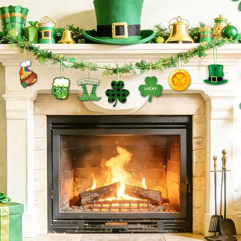 St Patricks Day Decorations 24 PCS Wooden Shamrock Hanging Ornaments Irish Decor for Tree Saint Patricks Day Decorations Office Party Home Indoor Outdoor in Saudi Arabia