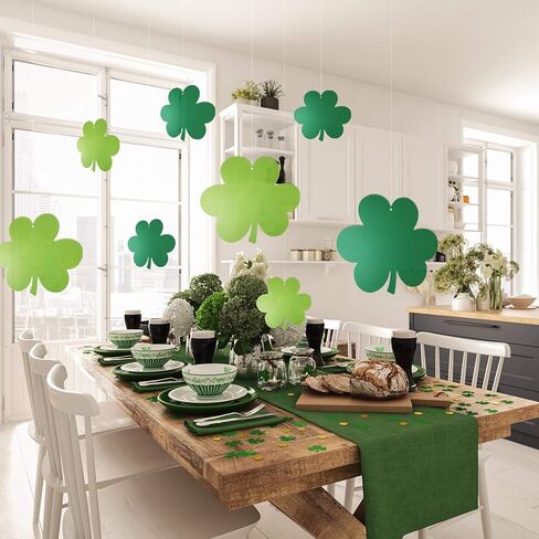 TUPARKA 20 PCS ST. Patrick's Day Lawn Decorations Shamrocks Hanging Decoration Green Hanging Shamrocks in Saudi Arabia
