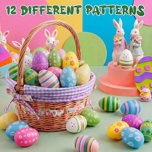 24 قطعة بيض عيد الفصح الحلي شجرة الزينة متعددة الألوان عيد الفصح معلقة البيض المعظم لسلة عطلة الربيع حفلة تفضل شجرة ديكور in Kuwait