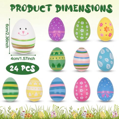 24 قطعة بيض عيد الفصح الحلي شجرة الزينة متعددة الألوان عيد الفصح معلقة البيض المعظم لسلة عطلة الربيع حفلة تفضل شجرة ديكور in Kuwait