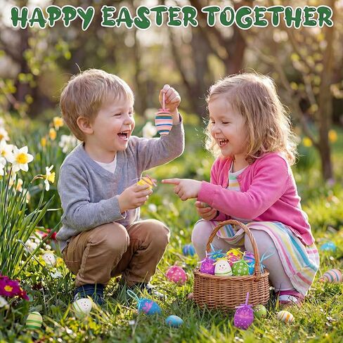 24 قطعة بيض عيد الفصح الحلي شجرة الزينة متعددة الألوان عيد الفصح معلقة البيض المعظم لسلة عطلة الربيع حفلة تفضل شجرة ديكور in Kuwait