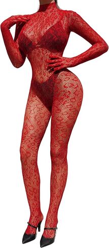 Women's One Piece Fishnet Bodysuit Lace Leopard Jumpsuit Lingerie Mesh Bodystocking Nightwear Rave Outfits in Saudi Arabia