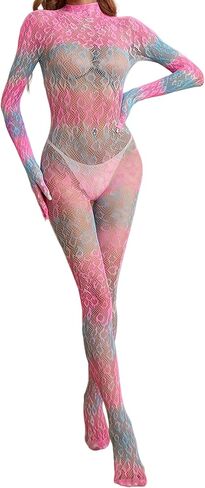 Women's One Piece Fishnet Bodysuit Lace Leopard Jumpsuit Lingerie Mesh Bodystocking Nightwear Rave Outfits in Saudi Arabia