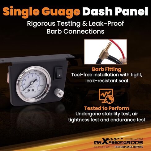 نظام ضاغط الهواء maxpeedingrods على متن الطائرة يصل إلى 120 رطل لكل بوصة مربعة طقم ضاغط الهواء الزنبركي مع مقياس تناظري خط الهواء T تركيبات نظام مسار واحد للشاحنات والشاحنات in Kuwait