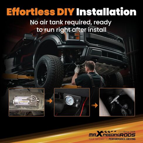 نظام ضاغط الهواء maxpeedingrods على متن الطائرة يصل إلى 120 رطل لكل بوصة مربعة طقم ضاغط الهواء الزنبركي مع مقياس تناظري خط الهواء T تركيبات نظام مسار واحد للشاحنات والشاحنات in Kuwait