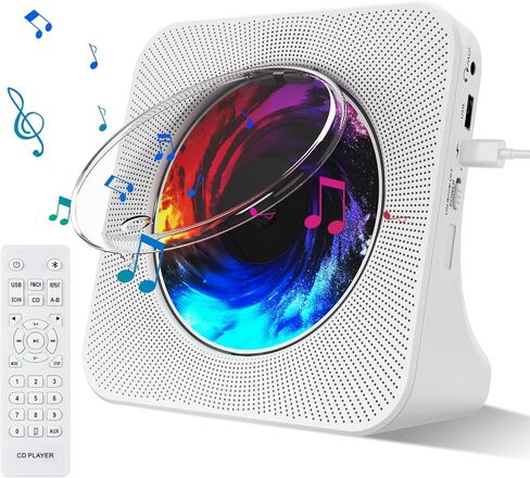مشغل أقراص مضغوطة Fohil مع بلوتوث 5.0، ومشغلات موسيقى CD لسطح المكتب المحمولة للمنزل مع مكبرات صوت مدمجة مزدوجة HiFi، ودعم مقبس سماعة الرأس AUX&USB، وراديو FM، وشاشة LCD، وجهاز التحكم عن بعد in Kuwait