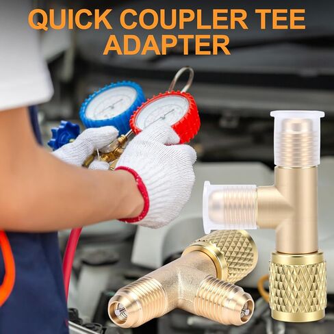 Hvac Tools, Low Loss Fittings Hvac Quick Coupler Access Tee 1/4'' Valves Core Tee Adapter with Swivel Connector AC Vacuum Pump for Gauge Deep Vacuum Pump Manifold in Saudi Arabia