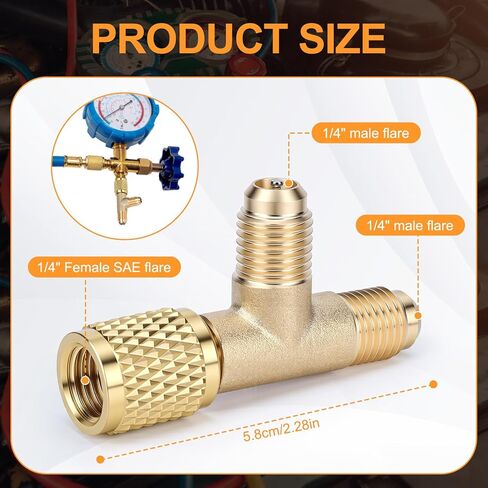Hvac Tools, Low Loss Fittings Hvac Quick Coupler Access Tee 1/4'' Valves Core Tee Adapter with Swivel Connector AC Vacuum Pump for Gauge Deep Vacuum Pump Manifold in Saudi Arabia