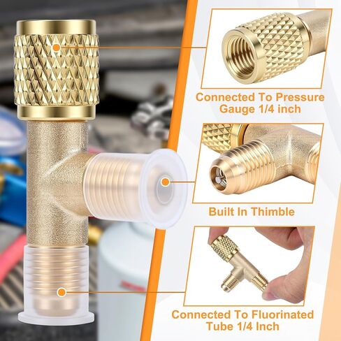 Hvac Tools, Low Loss Fittings Hvac Quick Coupler Access Tee 1/4'' Valves Core Tee Adapter with Swivel Connector AC Vacuum Pump for Gauge Deep Vacuum Pump Manifold in Saudi Arabia