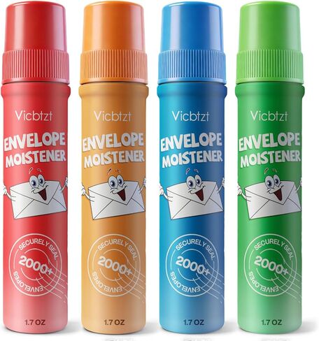 Envelope Moistener with Adhesive,Stroke-N-Seal Envelope Sealer for Bulk Business Mailings & Wedding Invitations, Mess-Free,Quick-Dry Glue Secure Seals 8000+ Envelopes,50mL Refillable Bottle(4 Pack) in Kuwait