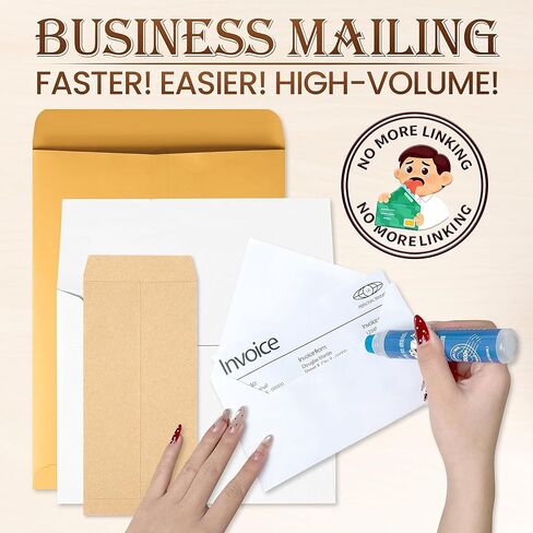 Envelope Moistener with Adhesive,Stroke-N-Seal Envelope Sealer for Bulk Business Mailings & Wedding Invitations, Mess-Free,Quick-Dry Glue Secure Seals 8000+ Envelopes,50mL Refillable Bottle(4 Pack) in Kuwait
