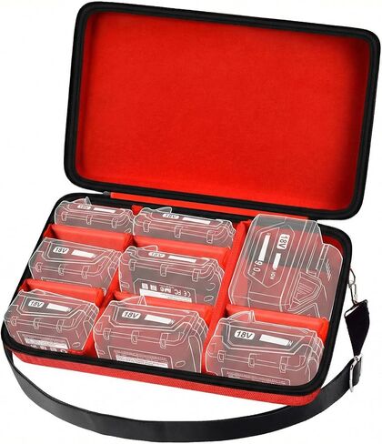 حقيبة تخزين حامل بطارية كبيرة جدًا لجهاز ميلووكي M18/ M12 ليثيوم أيون، صندوق حمل منظم شاحن البطاريات يحمل بطاريات 18 فولت 12 فولت 2.0/3.0/4.0/6.5/5.0/8.0/6.0/9.0/12.0 أمبير، محول (حقيبة فقط) in Kuwait