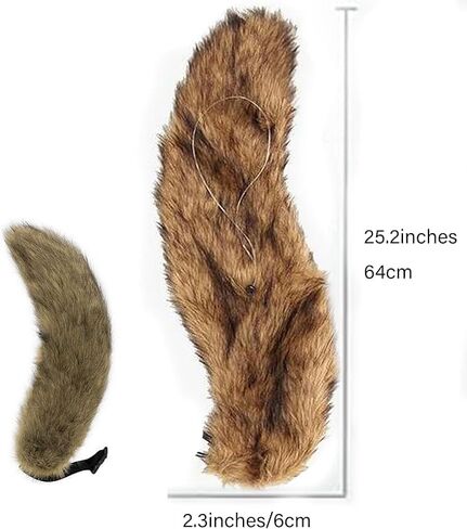 ذيل ثعلب من الفرو الصناعي المنفوش - زي تنكري ذيل مرح للنساء، مثالي للهالوين والحفلات (السنجاب) in Kuwait