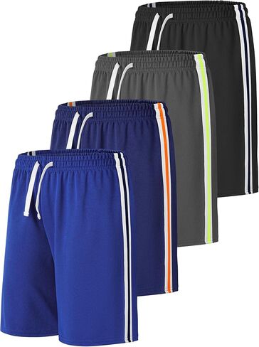 ريسينتا 4 قطع من شورتات الجري الرياضية للأولاد سريعة الجفاف، شورتات شبكية نشطة لممارسة التمارين الرياضية في صالة الألعاب الرياضية in Kuwait
