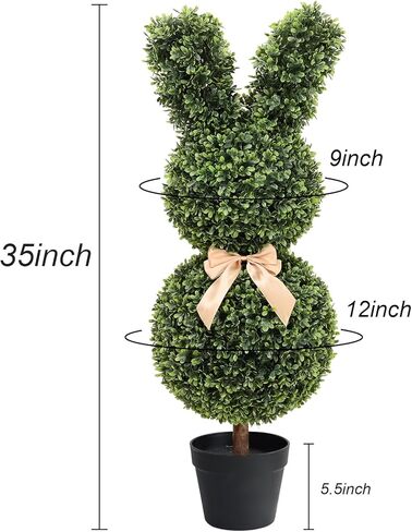 3FT Boxwood Bunny Topiary, 2 Pcs Faux Bunny Shape Boxwood Topiary, 36 Inch Artificial Rabbit Shape Boxwood for Porch, Patio, Indoor Decor in Saudi Arabia