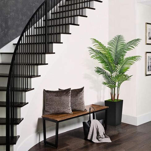 Artificial Palm Tree 5FT - Fake Tree with Black Tall Planter - Faux Tropical Areca Floor Plant in Pot - Artificial Silk Plant for Home Office Living Room Decor Indoor in Saudi Arabia