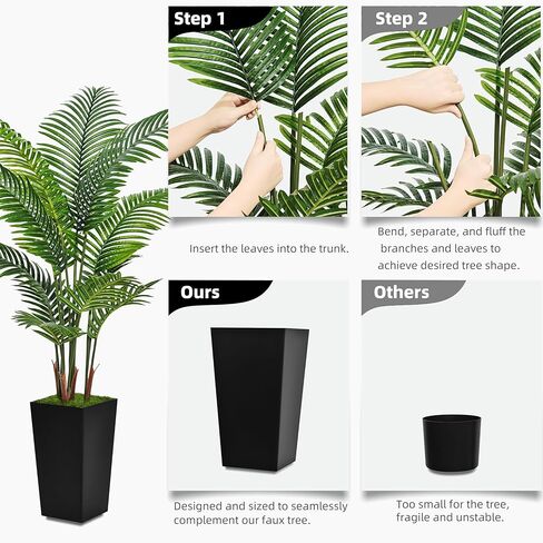 Artificial Palm Tree 5FT - Fake Tree with Black Tall Planter - Faux Tropical Areca Floor Plant in Pot - Artificial Silk Plant for Home Office Living Room Decor Indoor in Saudi Arabia