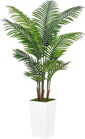 Artificial Palm Tree 5FT - Fake Tree with Black Tall Planter - Faux Tropical Areca Floor Plant in Pot - Artificial Silk Plant for Home Office Living Room Decor Indoor in Saudi Arabia