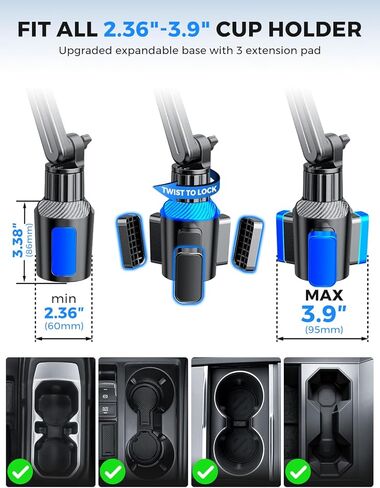 ايسامكور حامل هاتف للسيارة مزود بفتحات تهوية ويدعم 3 نقاط مع مشبك ممتد، حامل هاتف خلوي ثابت للسيارة والشاحنة والمركبة وفتحة التهوية على لوحة القيادة لهاتف ايفون وسامسونج وجالكسي نوت in Kuwait