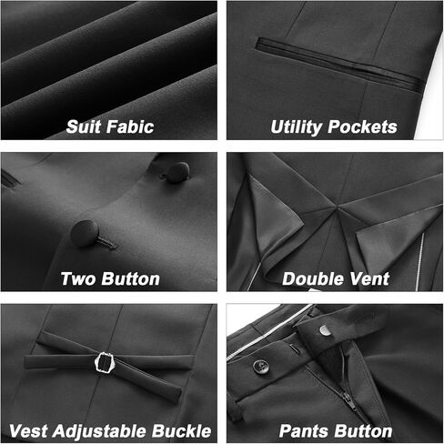 Mens Suit 3 Pieces Peak Lapel Blazer Slim Fit Tuxedo Formal Two Button Jacket Vest Pants for Wedding Prom in Saudi Arabia