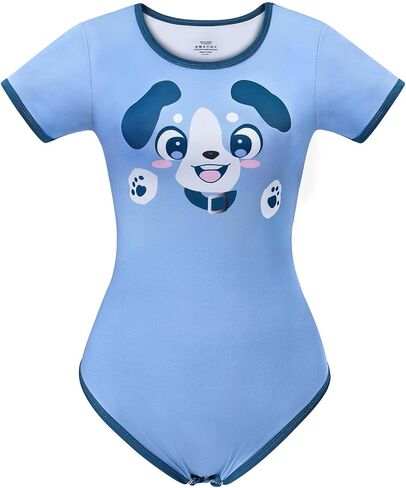 Littleforbig Silky Romper Onesie Pajamas Bodysuit - Little Blue Onesie Bodysuit Pure Puppy Pattern in Saudi Arabia