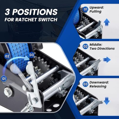 Heavy Duty Boat Trailer Winch 3500lbs Blue - 2-Way Ratchet with 4:1/8:1 Gear Ratio, 33 FT Strap - Portable Hand Crank Winch for Boat, Trailer, Truck, RV, ATV, Jet Ski in Saudi Arabia