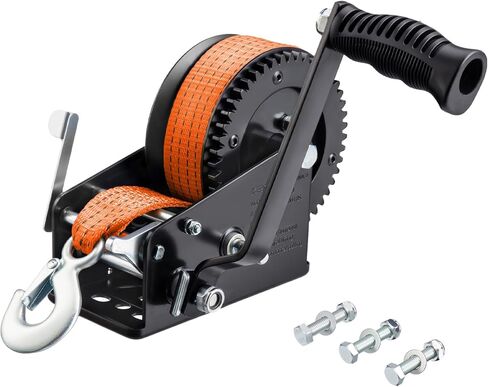 Heavy Duty Boat Trailer Winch 3500lbs Blue - 2-Way Ratchet with 4:1/8:1 Gear Ratio, 33 FT Strap - Portable Hand Crank Winch for Boat, Trailer, Truck, RV, ATV, Jet Ski in Saudi Arabia