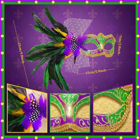 Mega-L Mask for Mardi Gras, Accessories for Women in Mardi Gras Festival, Feather Mask Outfit for Women, Perfect for Fat Tuesday Party Decorations, Carnival Parade Masks, Masquerade Party Favor in Saudi Arabia
