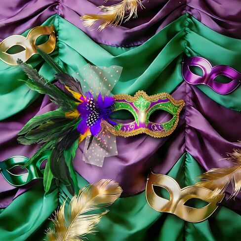 Mega-L Mask for Mardi Gras, Accessories for Women in Mardi Gras Festival, Feather Mask Outfit for Women, Perfect for Fat Tuesday Party Decorations, Carnival Parade Masks, Masquerade Party Favor in Saudi Arabia