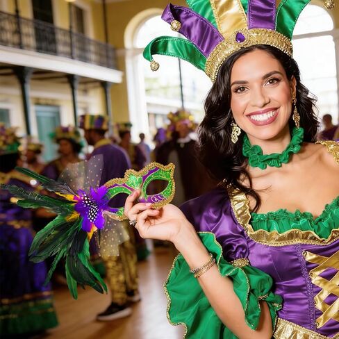Mega-L Mask for Mardi Gras, Accessories for Women in Mardi Gras Festival, Feather Mask Outfit for Women, Perfect for Fat Tuesday Party Decorations, Carnival Parade Masks, Masquerade Party Favor in Saudi Arabia