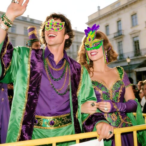 مجموعة أقنعة Mega-L مكونة من قطعتين لمجموعة Mardi Gras، زي قناع الريش للنساء والرجال، أقنعة إكسسوارات للأزواج في Mardi Gras، مثالية لديكورات حفلات الثلاثاء السمينة، موكب الكرنفال، هدايا الحفلات التنكرية in Saudi Arabia